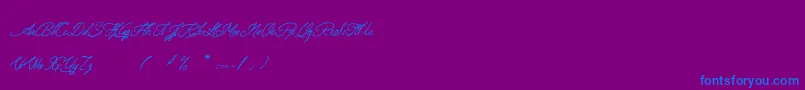 LeSecretDeLaGuilde-Schriftart – Blaue Schriften auf violettem Hintergrund