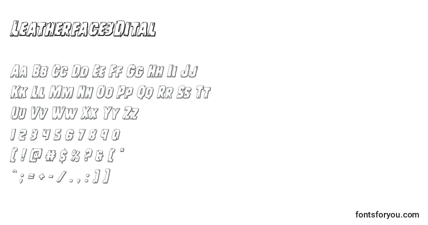 Шрифт Leatherface3Dital – алфавит, цифры, специальные символы