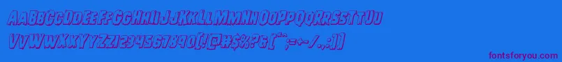Leatherface3Dital-Schriftart – Violette Schriften auf blauem Hintergrund