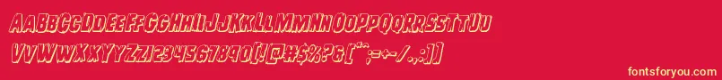 Leatherface3Dital Font – Yellow Fonts on Red Background