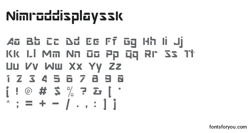 Nimroddisplayssk-fontti – aakkoset, numerot, erikoismerkit