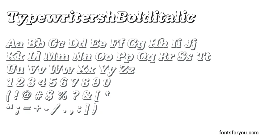 A fonte TypewritershBolditalic – alfabeto, números, caracteres especiais