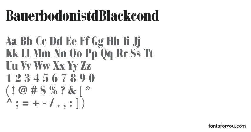 Czcionka BauerbodonistdBlackcond – alfabet, cyfry, specjalne znaki