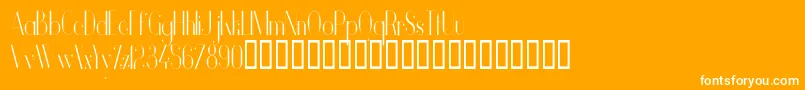 VanityLightNarrow-Schriftart – Weiße Schriften auf orangefarbenem Hintergrund