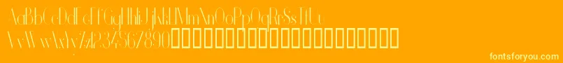 VanityLightNarrow-Schriftart – Gelbe Schriften auf orangefarbenem Hintergrund