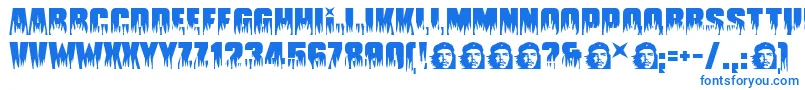 Guevara ffy-Schriftart – Blaue Schriften auf weißem Hintergrund