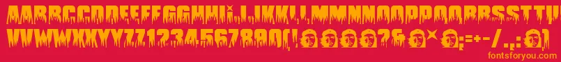 Guevara ffy-Schriftart – Orangefarbene Schriften auf rotem Hintergrund