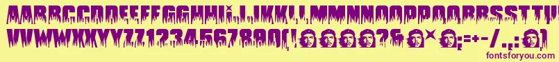 Guevara ffy-Schriftart – Violette Schriften auf gelbem Hintergrund