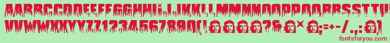 Guevara ffy-Schriftart – Rote Schriften auf grünem Hintergrund