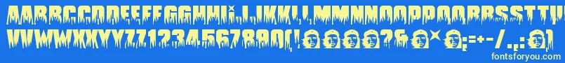 Guevara ffy-Schriftart – Gelbe Schriften auf blauem Hintergrund
