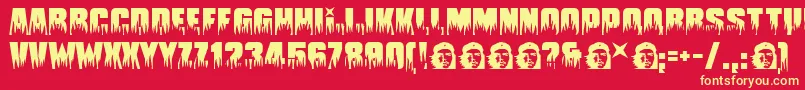 Guevara ffy Font – Yellow Fonts on Red Background
