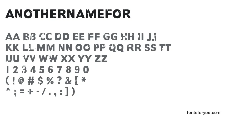 Fuente AnotherNameFor - alfabeto, números, caracteres especiales