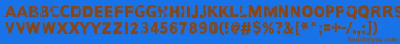 フォントAnotherNameFor – 茶色の文字が青い背景にあります。