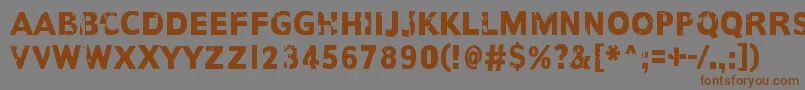 フォントAnotherNameFor – 茶色の文字が灰色の背景にあります。