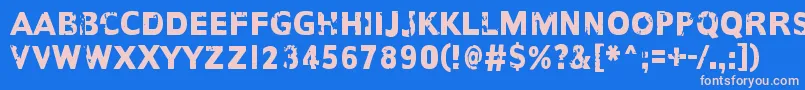 フォントAnotherNameFor – ピンクの文字、青い背景