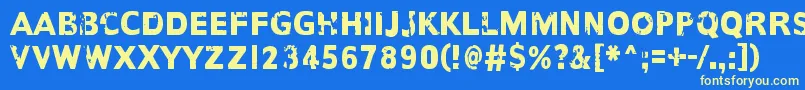 AnotherNameFor-fontti – keltaiset fontit sinisellä taustalla