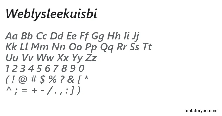 A fonte Weblysleekuisbi – alfabeto, números, caracteres especiais