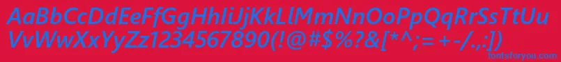 Weblysleekuisbi-Schriftart – Blaue Schriften auf rotem Hintergrund