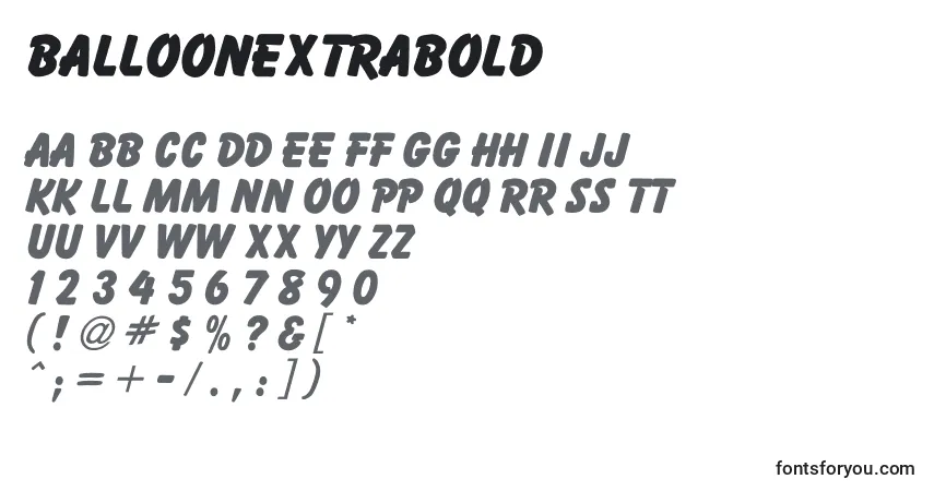 A fonte BalloonExtraBold – alfabeto, números, caracteres especiais