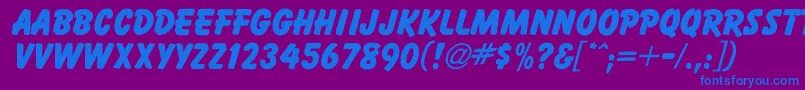 フォントBalloonExtraBold – 紫色の背景に青い文字