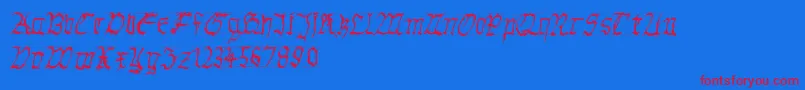 Gothichanddirty Font – Red Fonts on Blue Background