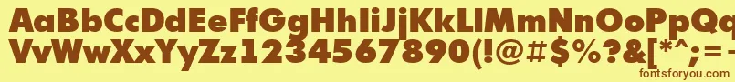 フォントAFuturicaextrablack – 茶色の文字が黄色の背景にあります。