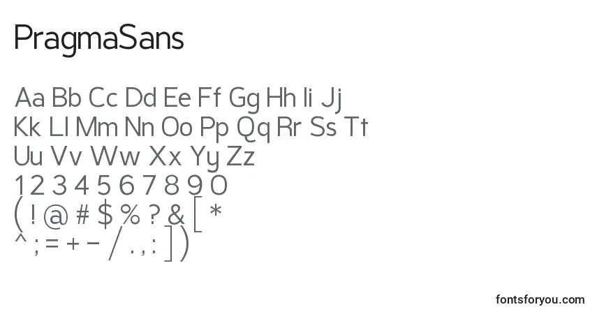 Шрифт PragmaSans – алфавит, цифры, специальные символы