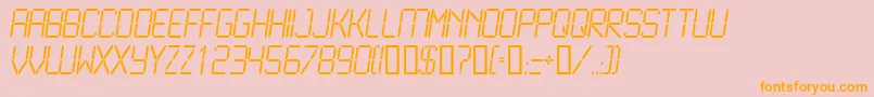 Lcd2l-Schriftart – Orangefarbene Schriften auf rosa Hintergrund