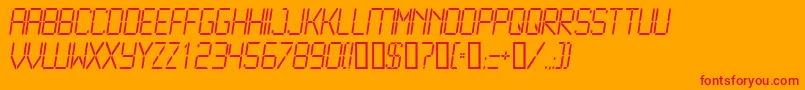 Lcd2l-Schriftart – Rote Schriften auf orangefarbenem Hintergrund