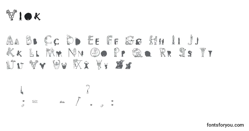 Czcionka Viok – alfabet, cyfry, specjalne znaki