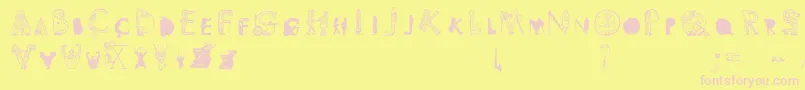 Viok-fontti – vaaleanpunaiset fontit keltaisella taustalla