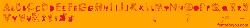 Viok-Schriftart – Rote Schriften auf orangefarbenem Hintergrund