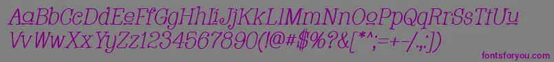 Шрифт WhackadooUpperItalic – фиолетовые шрифты на сером фоне