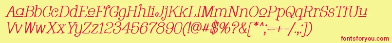 WhackadooUpperItalic Font – Red Fonts on Yellow Background