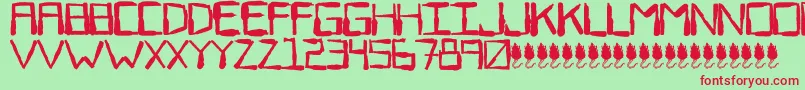 SewerRat-fontti – punaiset fontit vihreällä taustalla