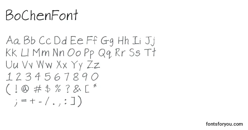 Schriftart BoChenFont – Alphabet, Zahlen, spezielle Symbole