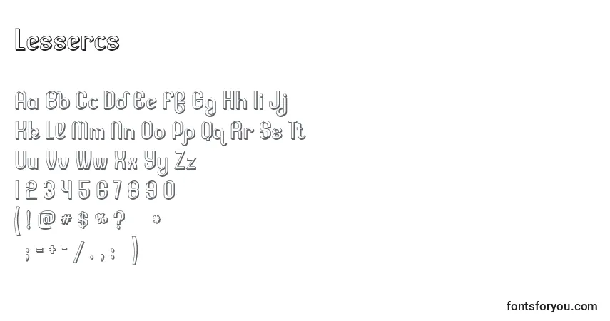 Schriftart Lessercs – Alphabet, Zahlen, spezielle Symbole
