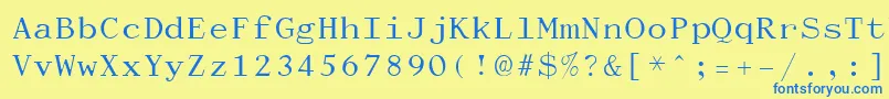 フォントDactylog – 青い文字が黄色の背景にあります。