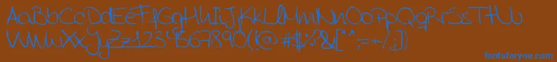 AidaGarmoScrapRounded Font – Blue Fonts on Brown Background