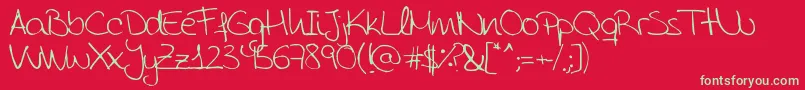 フォントAidaGarmoScrapRounded – 赤い背景に緑の文字
