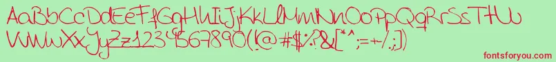 AidaGarmoScrapRounded Font – Red Fonts on Green Background