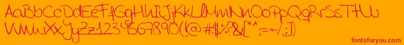 AidaGarmoScrapRounded Font – Red Fonts on Orange Background
