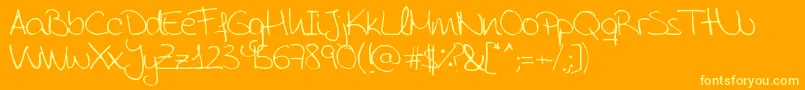 AidaGarmoScrapRounded-fontti – keltaiset fontit oranssilla taustalla