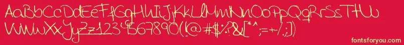AidaGarmoScrapRounded-fontti – keltaiset fontit punaisella taustalla