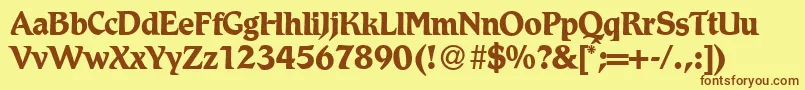 フォントR790RomanBold – 茶色の文字が黄色の背景にあります。