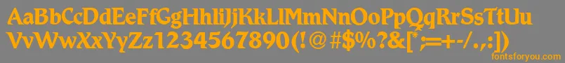 フォントR790RomanBold – オレンジの文字は灰色の背景にあります。