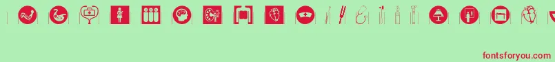 Healthcaresymbols-fontti – punaiset fontit vihreällä taustalla