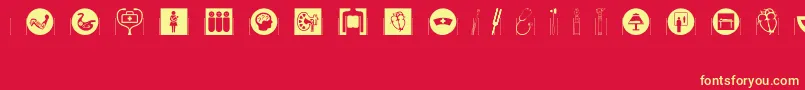 Healthcaresymbols Font – Yellow Fonts on Red Background