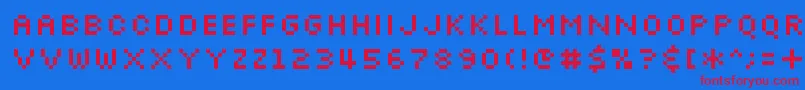 フォントSlkscr – 赤い文字の青い背景