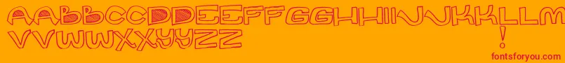 Czcionka DesPot – czerwone czcionki na pomarańczowym tle